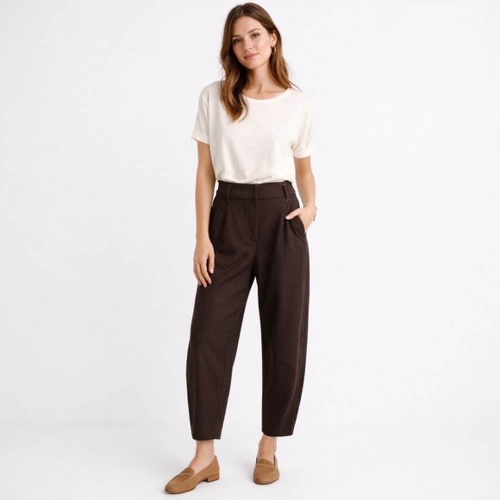 Wit & Wisdom Skyrise Ponte Barrel Leg‎ Pants Womens 4 Brown NWT